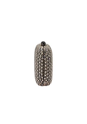 olga berg Ellen Hotfix Clutch in Metallic Neutral.