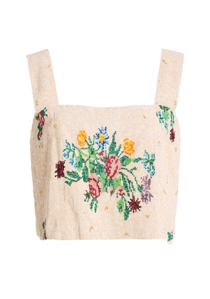 Cordera Exclusive La Isla Floral Beaded Top - Moda Operandi