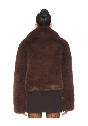 MAJORELLE Vienna Faux Fur Jacket in Chocolate. Size M. Also in S, L.