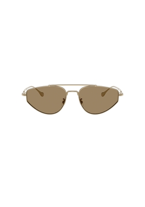 Oliver Peoples Edition 5 Irregular Sunglasses in Brown, Metallic Gold.