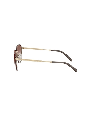 Oliver Peoples R-18 Pillow Sunglasses in Brown, Metallic Gold.