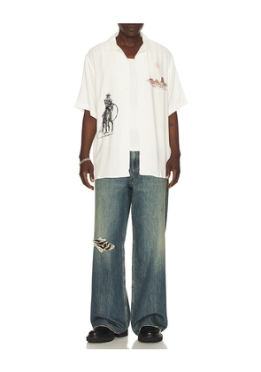 ONE OF THESE DAYS Tomorrow Has Already Spoken Camp Shirt in Ivory. Size M. Also in L, S, XL/1X.