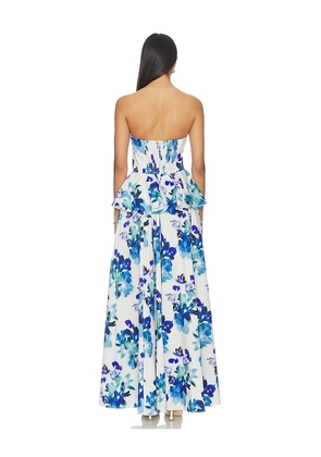MISA Los Angeles Mattea Dress in White,Royal. Size XXS. Also in XS, S, M, L, XL.