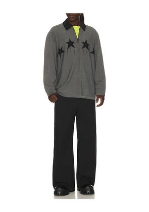 MADFRENZY Star Knit Zip Shirt in Charcoal. Size S. Also in M, L, XL/1X.
