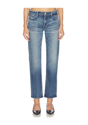 Moussy Vintage Mallard Slim Straight Jeans in Blue. Size 24. Also in 25, 26, 27, 28, 29, 30, 31.