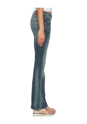 Miaou Low Rise Flare Jeans in Blue. Size XXS. Also in M.
