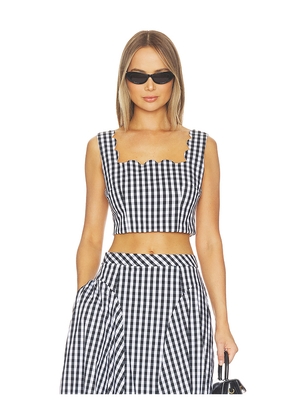 MILLY Mia Gingham Top in Black,White. Size P. Also in S, M.