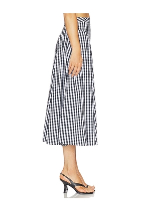 MILLY Robin Gingham Midi Skirt in Black,White. Size 0. Also in 2, 4, 6, 8, 10, 12.