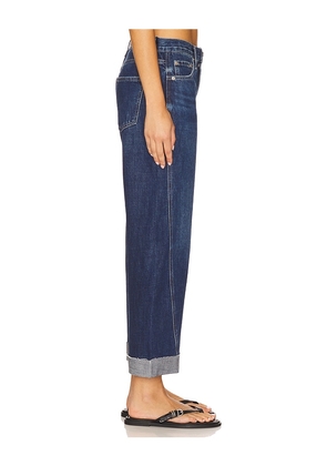 PISTOLA Kacey Mid Rise Cuffed Boyfriend Jeans in Blue. Size 27. Also in 26.