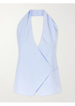 ST. AGNI - Organic Cotton-poplin Wrap Top - Blue - xx small,x small,small,medium,large,x large
