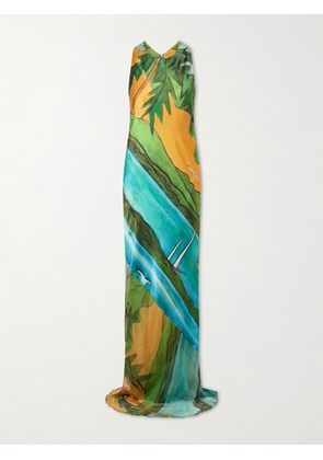 Donde Esteban - Magdalena Printed Silk-blend Satin Maxi Dress - Multi - x small,small,medium,large,x large