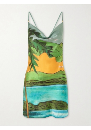 Donde Esteban - Magdalena Draped Printed Silk-blend Satin Mini Dress - Multi - x small,small,medium,large,x large