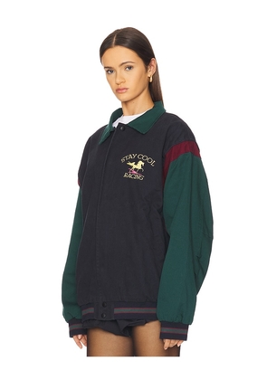 Stay Cool Racing Bomber Jacket in Black. Size S. Also in M, L, XL/1X.
