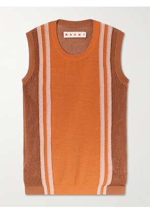 Marni - Striped Open-knit Crocheted Cotton Tank - Orange - IT36,IT38,IT40,IT42