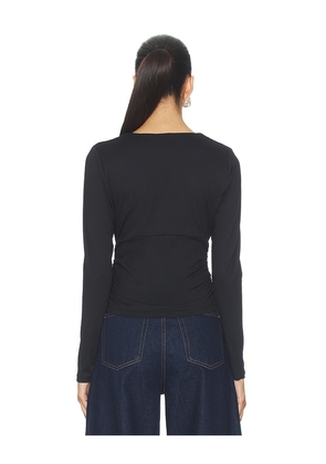 Susana Monaco Gathered V Long Sleeve Top Top in Black. Size L. Also in XS, M.
