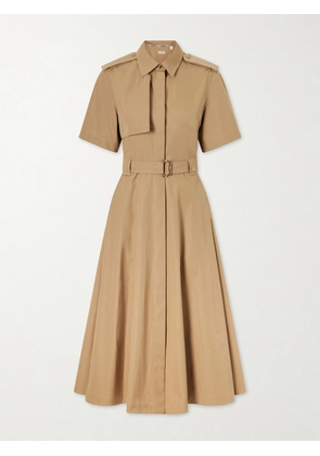 Burberry - Tanya Belted Cotton-gabardine Midi Dress - Neutrals - UK 4,UK 6,UK 8,UK 10,UK 12,UK 14,UK 16,UK 18