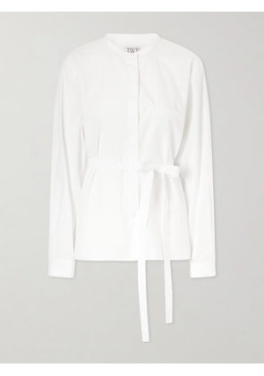 TWP - Tie-detailed Cotton Shirt - White - XXS,XS/S,M/L