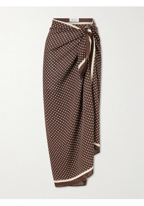 Matteau - Polka-dot Silk-georgette Pareo - Brown - One size
