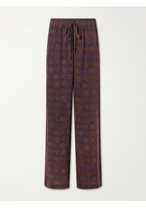 Matteau - Printed Silk-crepe De Chine Straight-leg Pants - Brown - 1,2,3,4,5