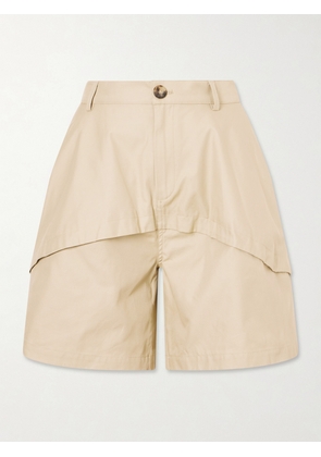 LOEWE - + Paula's Ibiza Paneled Cotton Gabardine Shorts - Neutrals - FR 32,FR 34,FR 36,FR 38,FR 40,FR 42