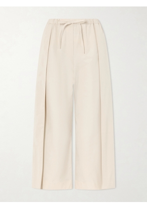 LOEWE - + Paula’s Ibiza Pleated Cropped Cotton Wide-leg Pants - Neutrals - x small,small,medium,large