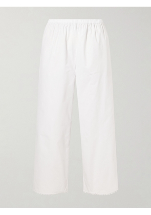 RÓHE - Embroidered Cotton-poplin Wide-leg Pants - White - FR 34,FR 36,FR 38,FR 40,FR 42,FR 44