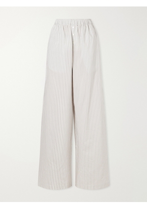 RÓHE - Striped Silk And Cotton-blend Wide-leg Pants - White - FR 34,FR 36,FR 38,FR 40,FR 42,FR 44