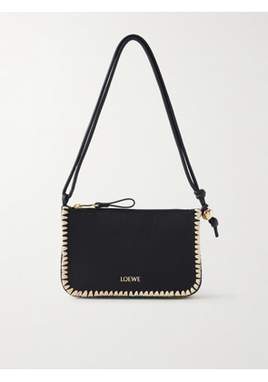 LOEWE - + Paula's Ibiza Rio Raffia-trimmed Leather Shoulder Bag - Black - One size