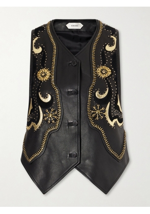 Versace - Embellished Leather Vest - Black - IT42,IT44