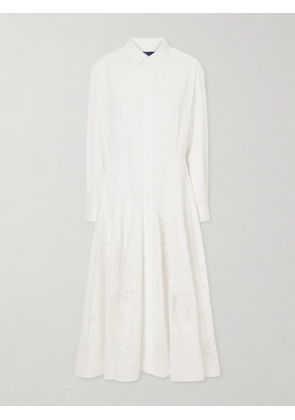 Polo Ralph Lauren - Broderie Anglaise Cotton Midi Dress - White - US0,US2,US4,US6,US8,US10,US12