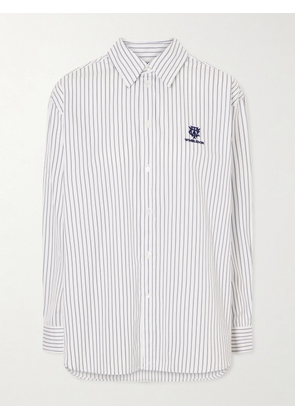 Polo Ralph Lauren - + Wimbledon Embroidered Striped Cotton-poplin Shirt - Blue - xx small,x small,small,medium,large,x large