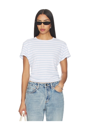 perfectwhitetee Stripe Boxy Crewneck Tee in Baby Blue. Size XS. Also in L, M, S, XL.