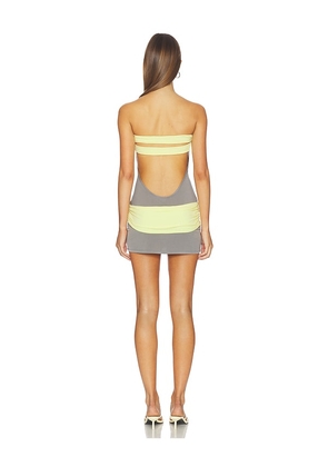Tiger Mist Eos Mini Dress in Grey,Lemon. Size S. Also in M, L.