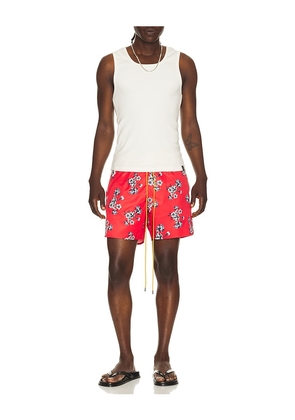 Rhude Turbo Floral Swim Short in Red. Size S. Also in M, L, XL/1X, XXL/2X.