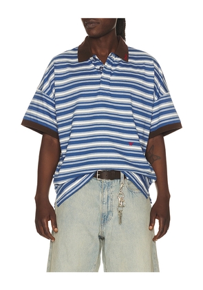 Rhude Fontaine Striped Short Sleeve Polo Shirt in Navy. Size M. Also in L, XXL/2X.