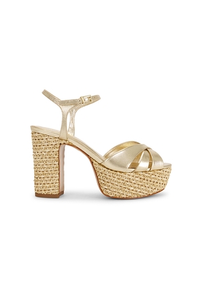 Schutz Keefa Raffia Sandal in Metallic Gold. Size 6. Also in 6.5, 7, 7.5, 8, 8.5, 9, 9.5, 10.