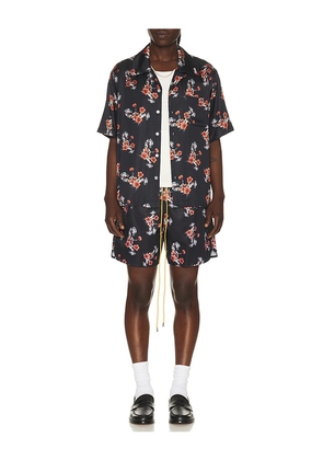 Rhude Turbo Floral Button-Up Shirt in Black. Size M. Also in L, S, XL/1X, XXL/2X.