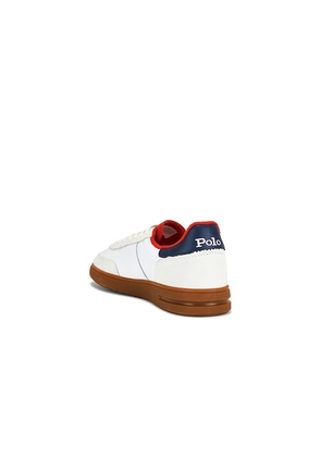 Polo Ralph Lauren Bedford Leather & Suede Low Top Sneaker in White. Size 7. Also in 8, 9, 10, 12, 13.