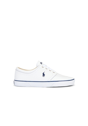 Polo Ralph Lauren Faxon Solid Leather Low Top Sneaker in White. Size 8. Also in 10, 11, 12, 13, 9.