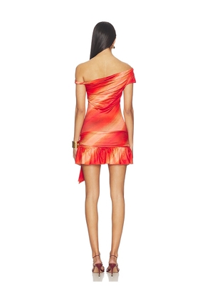 Tiger Mist Twist Off Shoulder Mini Dress in Orange. Size S. Also in XS.