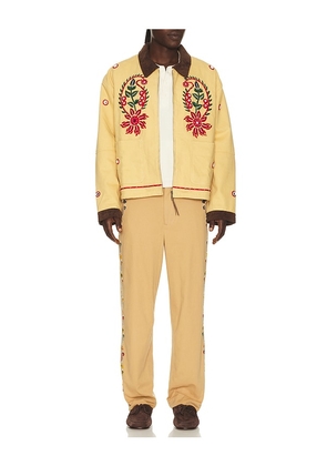 Found Hand Embroidered Paisley Motif Work Jacket in Beige. Size M. Also in XL/1X, XXL/2X.
