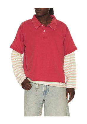 Found Double Layer Stripe Tee in Red. Size M. Also in L, XL/1X, XXL/2X.