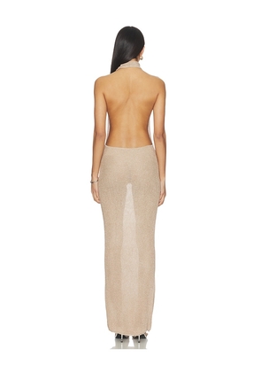 superdown Brylee Knit Drape Maxi Dress in Nude. Size XS. Also in L, S.