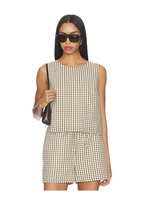 Sanctuary Better Days Gingham Shell in Olive. Size XS. Also in S, M, L, XL.