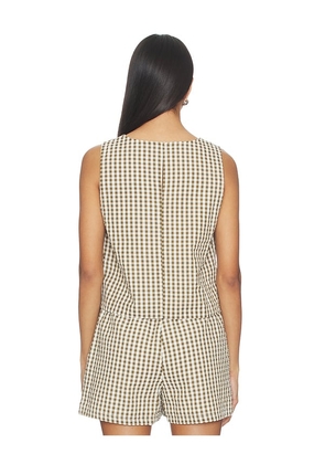 Sanctuary Better Days Gingham Shell in Olive. Size XS. Also in S, L, XL.