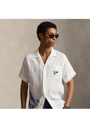 Classic Fit Nautical Linen Camp Shirt