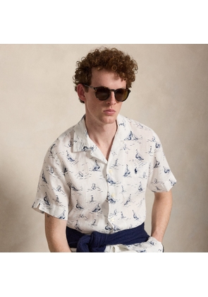 Classic Fit Nautical-Print Linen Shirt