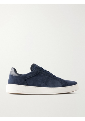 J.M. Weston - On Time Leather-Trimmed Suede Sneakers - Men - Blue - UK 7