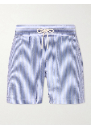 Portuguese Flannel - Atlantico Straight-Leg Striped Cotton-Seersucker Shorts - Men - Blue - XS