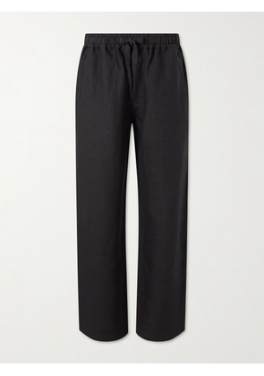 Saman Amel - Straight-Leg Linen Trousers - Men - Black - IT 46